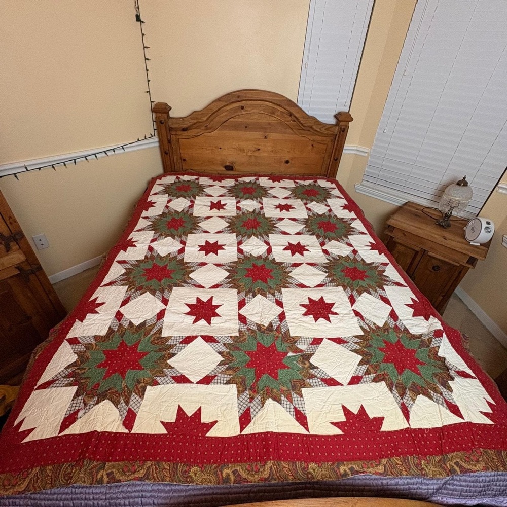 Antique Log Cabin Quilt Full Double Antique Fit Summer Weight Hand Quilted 1920s